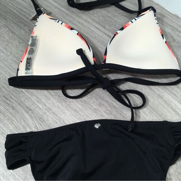 VICTORIA'S SECRET PINK TRIANGLE PUSH UP HALTER BIKINI TOP & BIKINI BOTTOM XS - Picture 3 of 8